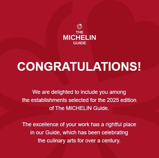 MICHELIN Guide 2025 Congratulations